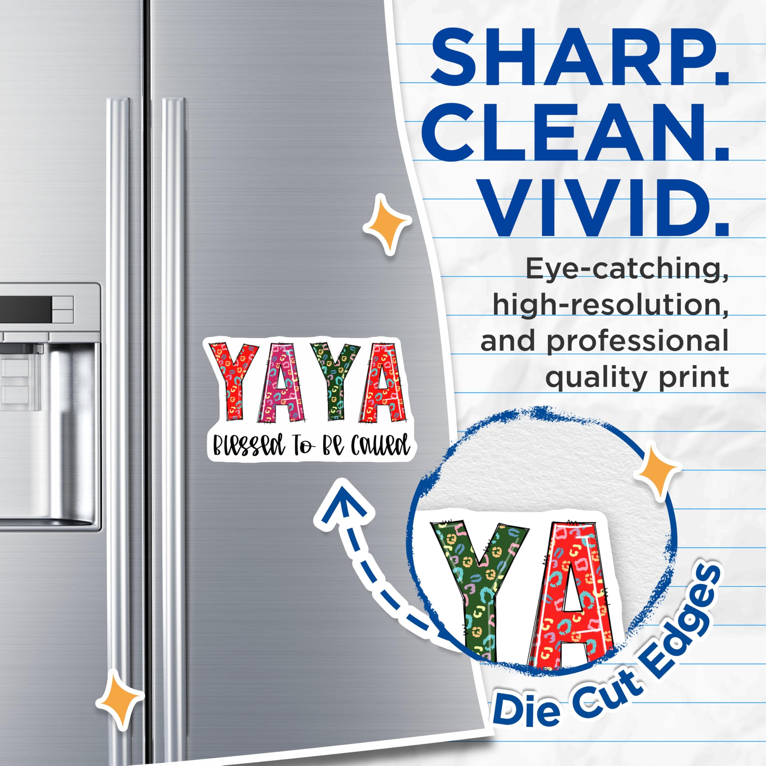 (2 Pack) Yaya Magnets - Blessed to Be Called - Colorful Leopard Print Refrigerator Magnets - 5" On Longest Side - Premium Magnet - for Cars, Refrigerators, Toolboxes, Lockers - Made in USA - MAG15441