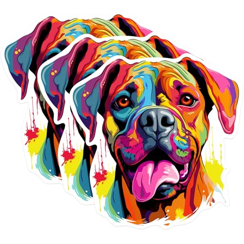 (3 Pack) Colorful Dog Decals - Abstract Dog Art - Laptop Decals - 3 Inches On Longest Side - Easy Peel & Apply - Made in USA - 3MCS0668