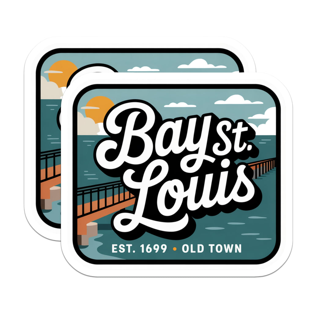 (2 Pack) Bay St Louis Magnets - Coastal Town Decor - Mississippi Souvenir - 5" On Longest Side - Premium Magnet - for Cars, Refrigerators, Toolboxes, Lockers - Made in USA - MAG18098