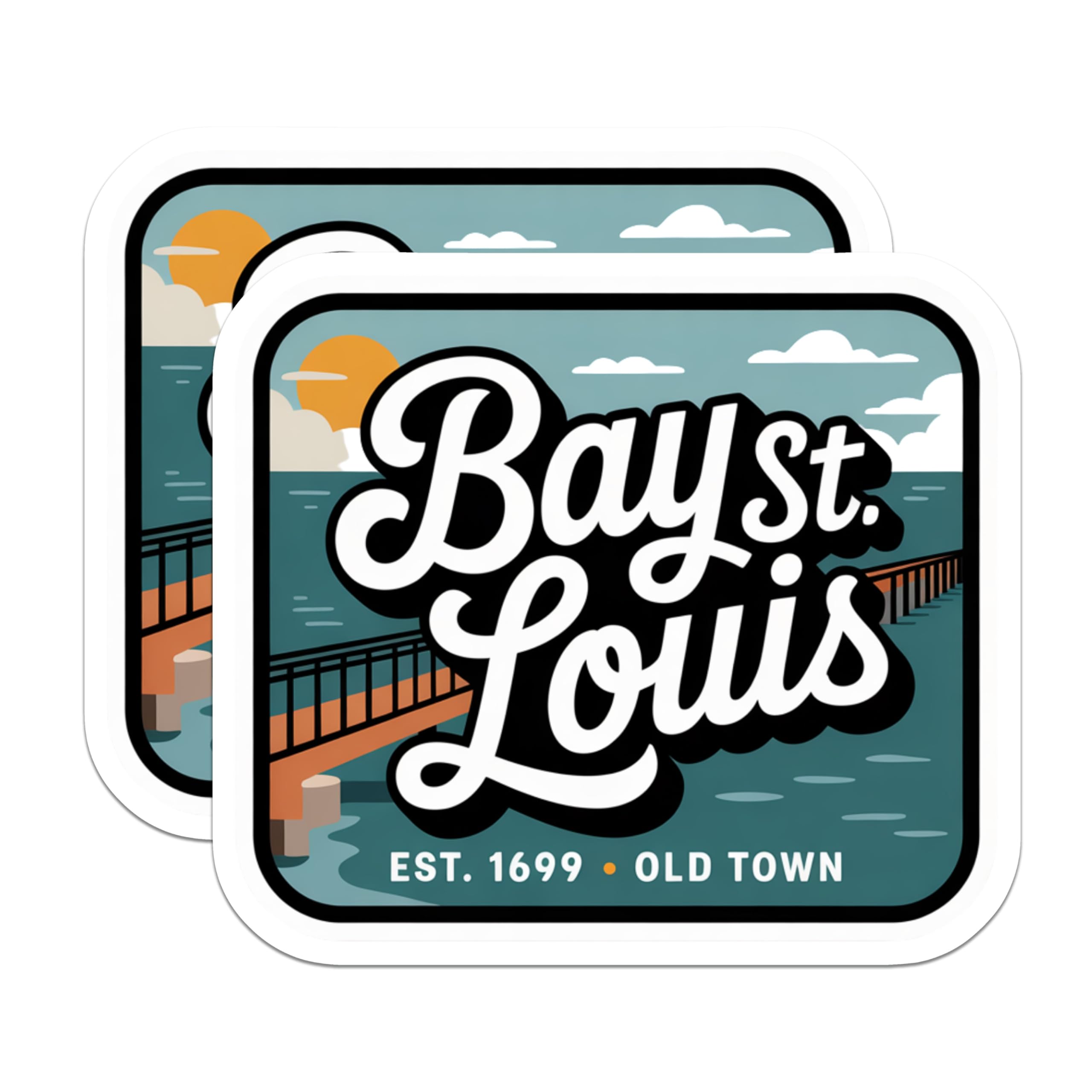 (2 Pack) Bay St Louis Magnets - Coastal Town Decor - Mississippi Souvenir - 5" On Longest Side - Premium Magnet - for Cars, Refrigerators, Toolboxes, Lockers - Made in USA - MAG18098