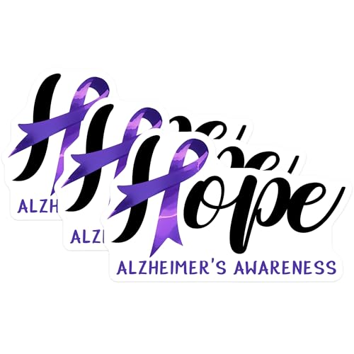 (3 Pack) Alzheimers Hope Decals - Purple Ribbon Decals - Awareness Ribbon - 3 Inches On Longest Side - Easy Peel & Apply - Made in USA - 3MCS8560