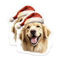 (2 Pack) Golden Retriever Christmas Magnets - Santa Dog Holiday Decor - Pet Lover Fridge Accessory - 5 Inches On Longest Side - Thick Durable Magnet - Made in USA - MAG26173