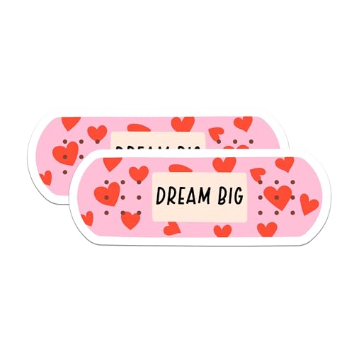 (2 Packs) Dream Big Bandage Magnets - Positive Inspiring Motivating Magnets - 5 Inches On Longest Side - Premium Magnet - for Fridges, Toolboxes, Cars - Made in USA - MAG2320