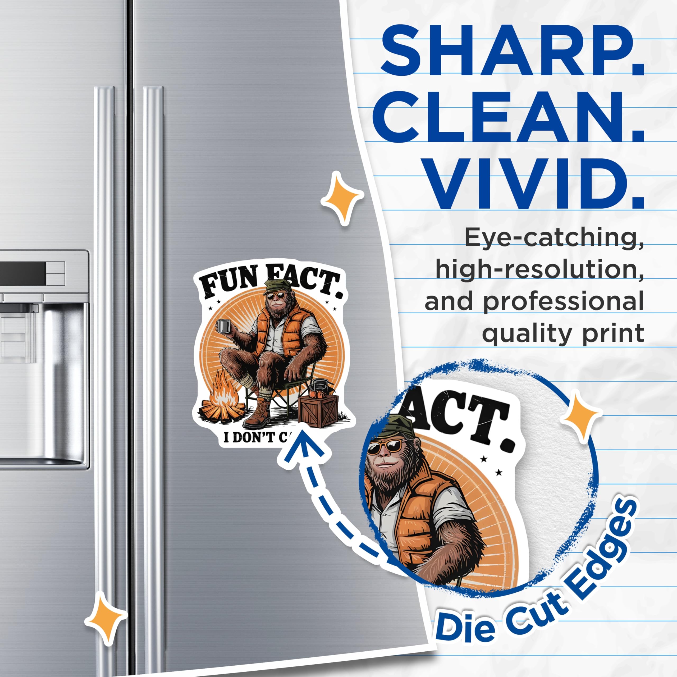 (2 Pack) Bigfoot Camping Magnets - Funny Sasquatch Art - I Dont Care Fridge Magnets - 5" On Longest Side - Premium Magnet - for Cars, Refrigerators, Toolboxes, Lockers - Made in USA - MAG14307