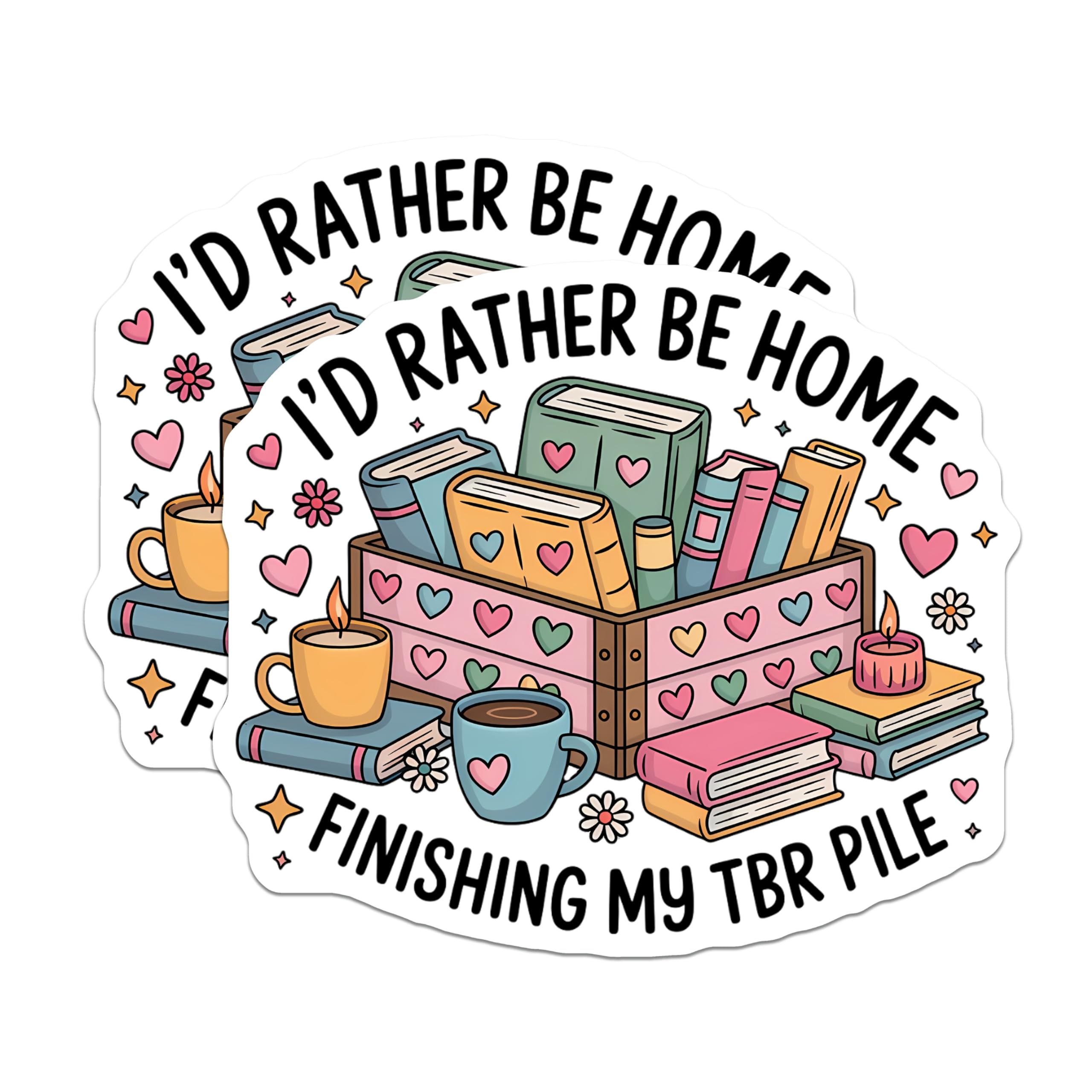 (2 Pack) I'd Rather Be Home Finishing My TBR Pile Magnets - Bookworm Reading Enthusiast Decor - Cozy Home Display Accents - 5 Inches On Longest Side - Thick Durable Magnet - Made in USA - MAG22110