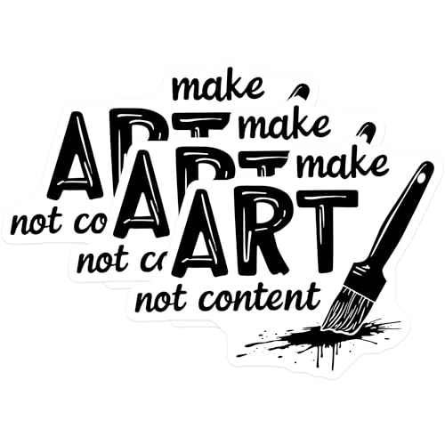 (3 Pack) Art Not Content Decals - Laptop Decal - Paint Brush Sticker- 3 Inches On Longest Side - Easy Peel & Apply - Made in USA - 3MCS5518