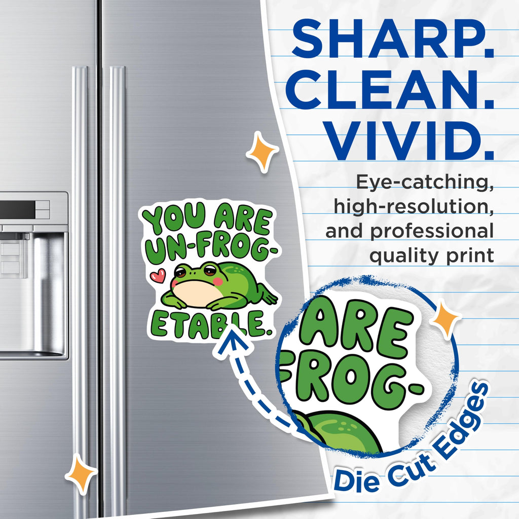 (2 Pack) Funny Frog Magnets - Unfrogettable Frog Meme - Cute Fridge Magnets - 5" On Longest Side - Premium Magnet - for Cars, Refrigerators, Toolboxes, Lockers - Made in USA - MAG16750