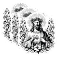 (3 Pack) Jesus Christ Decals - Floral Christian Decal - Sacred Heart Decals - 3 Inches On Longest Side - Easy Peel & Apply - Made in USA - 3MCS6085
