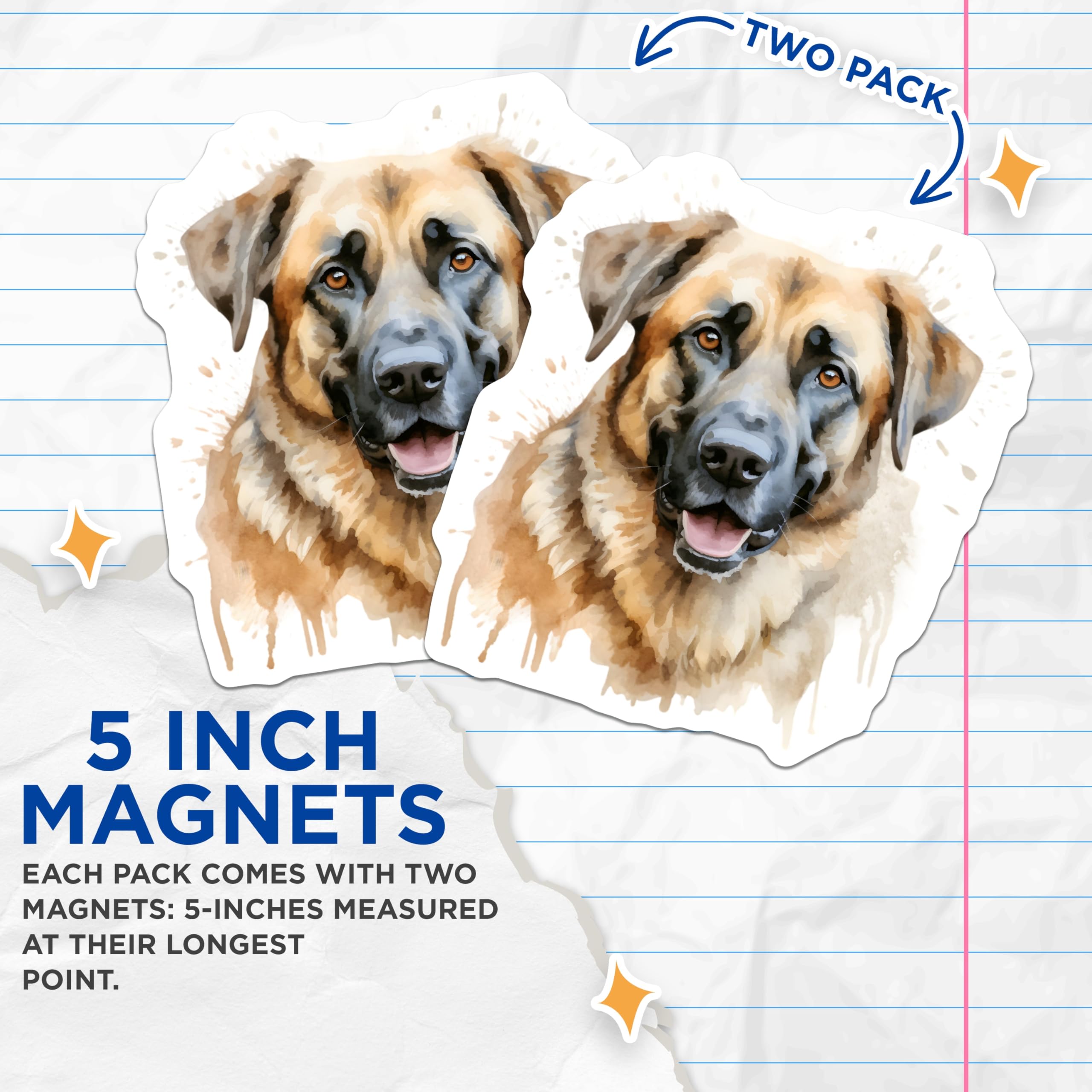(2 Pack) German Shepherd Magnets - Watercolor Dog Art - Pet Parent Home Decor - 5 Inches On Longest Side - Thick Durable Magnet - Made in USA - MAG27330