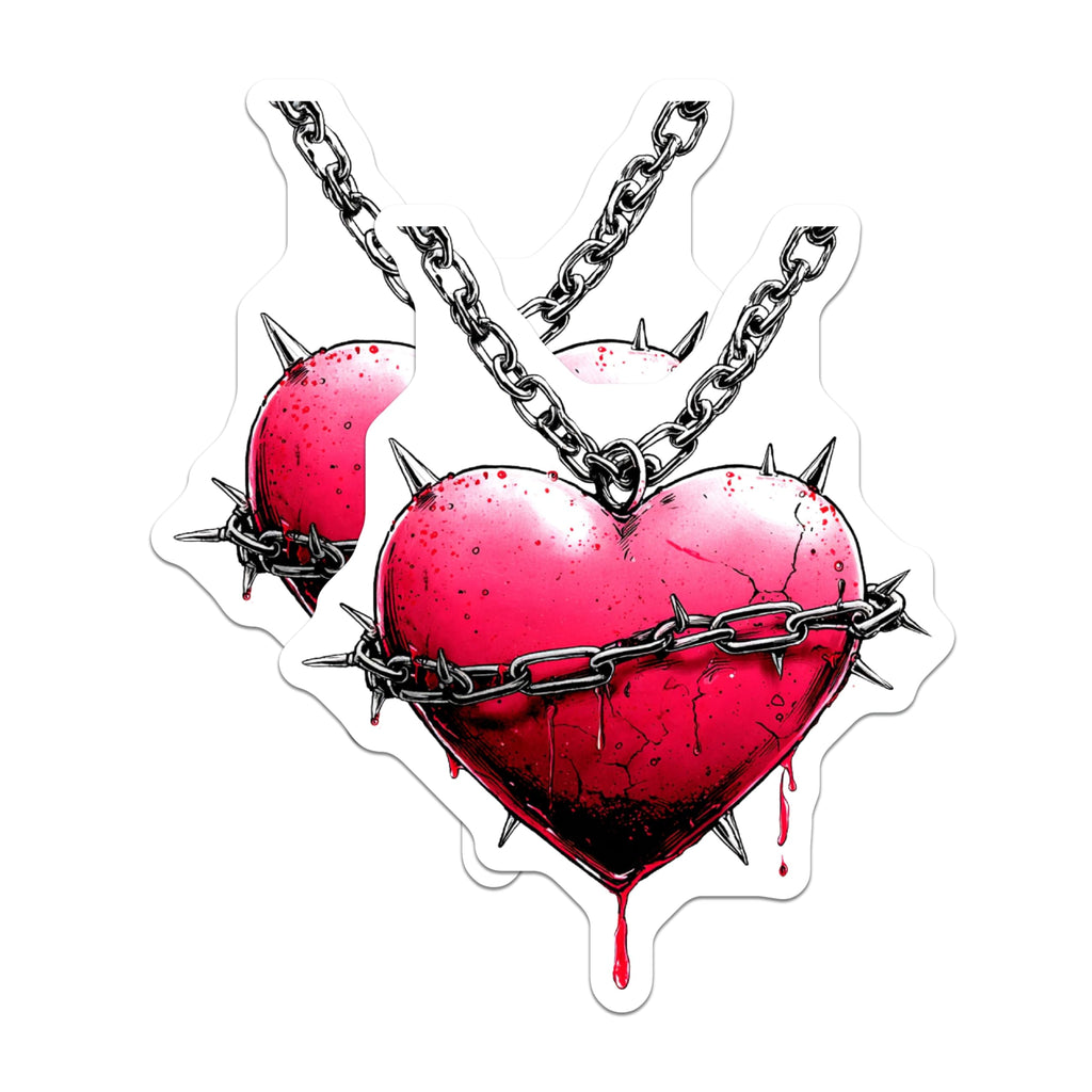 (2 Pack) Chained Heart Magnets - Gothic Spiked Heart Decor - Bleeding Emo Art - Alternative Style Fridge Locker Magnets - 5 Inches On Longest Side - Thick Durable Magnet - Made in USA - MAG22545