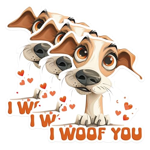 (3 Pack) I Woof You Decals - Dog Lover Stickers - Valentine Decals - 3 Inches On Longest Side - Easy Peel & Apply - Made in USA - 3MCS1398