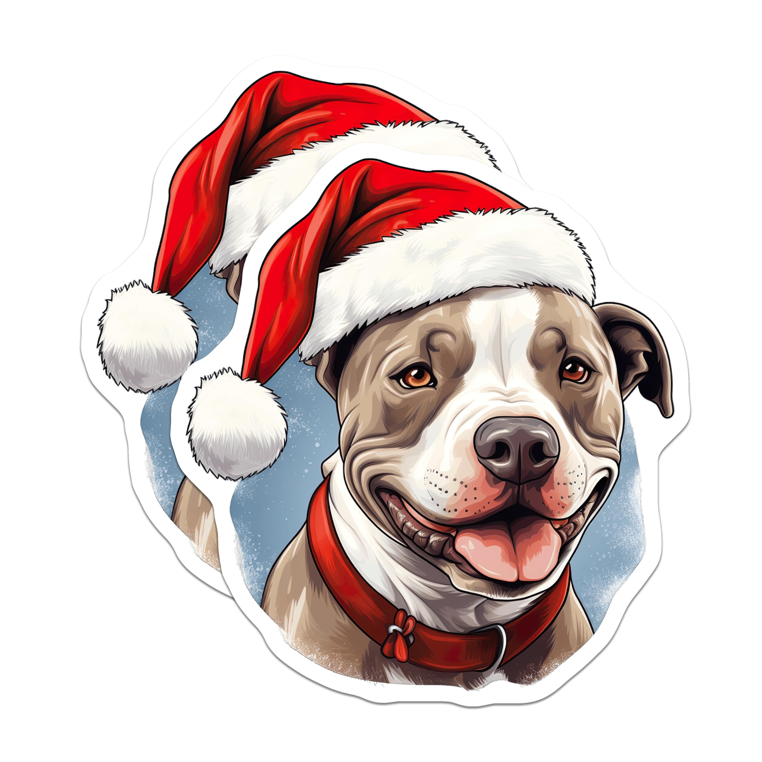 (2 Pack) Pitbull Christmas Magnets - Santa Hat Dog Refrigerator Decor - Festive Pet Animal Holiday Decoration - 5 Inches On Longest Side - Thick Durable Magnet - Made in USA - MAG23449