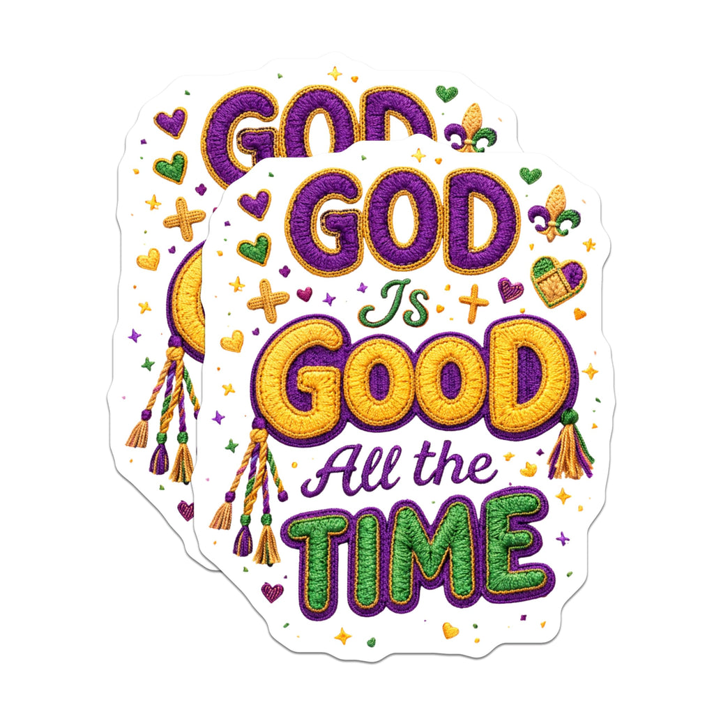 (2 Pack) God is Good All The Time Magnets - Inspirational Christian Decor - Fleur De Lis Faith Art - 5 Inches On Longest Side - Thick Durable Magnet - Made in USA - MAG19754