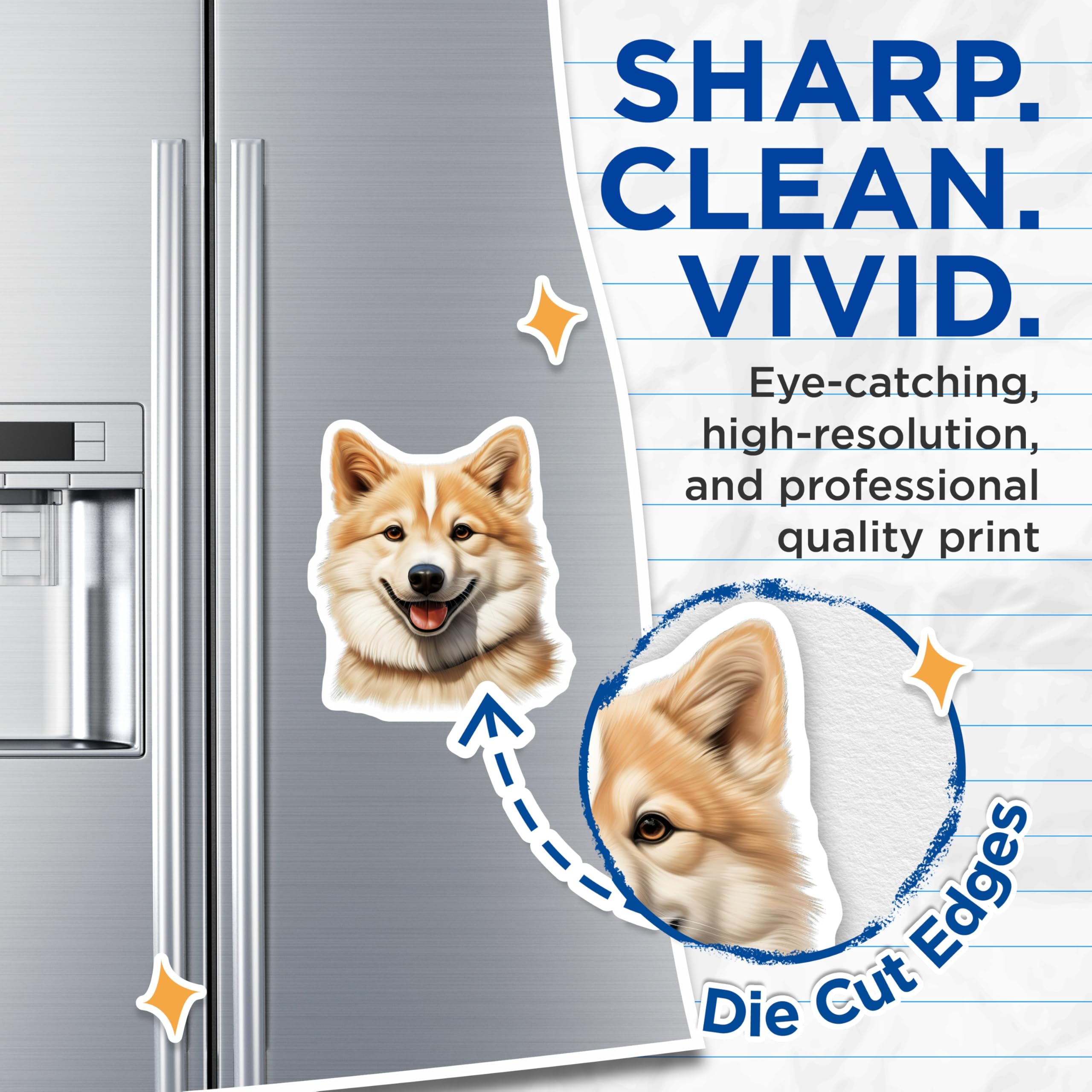 (2 Pack) Smiling Corgi Magnets - Dog Lover Decor - Refrigerator Locker Accents - 5 Inches On Longest Side - Thick Durable Magnet - Made in USA - MAG30707