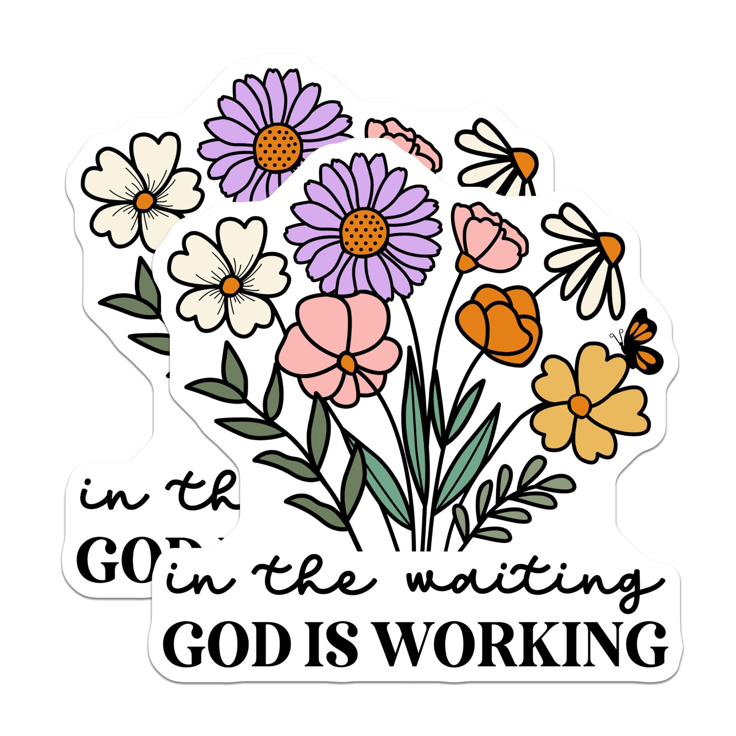 (2 Pack) God is Working Magnets - Inspirational Christian Magnets - Boho Floral Faith Decor for Women - 5 Inches On Longest Side - Thick Durable Magnet - Made in USA - MAG27577