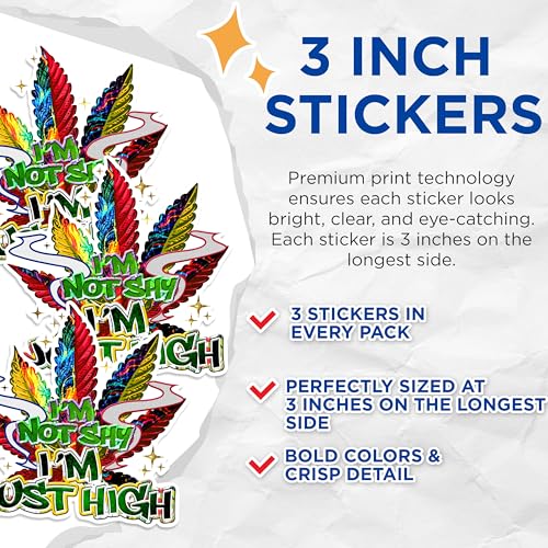 (3 Pack) I'm Not Shy Decals - I'm Just High - Laptop Decal - 3 Inches On Longest Side - Easy Peel & Apply - Made in USA - 3MCS1446