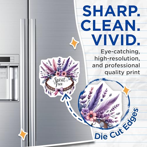 (2 Pack) Spirit Free Magnets Magnets - Decorative Feather Art - Floral Boho Aesthetic - 5" On Longest Side - Made in USA - Sticks to Refrigerators & Metal Surfaces - MAG8846