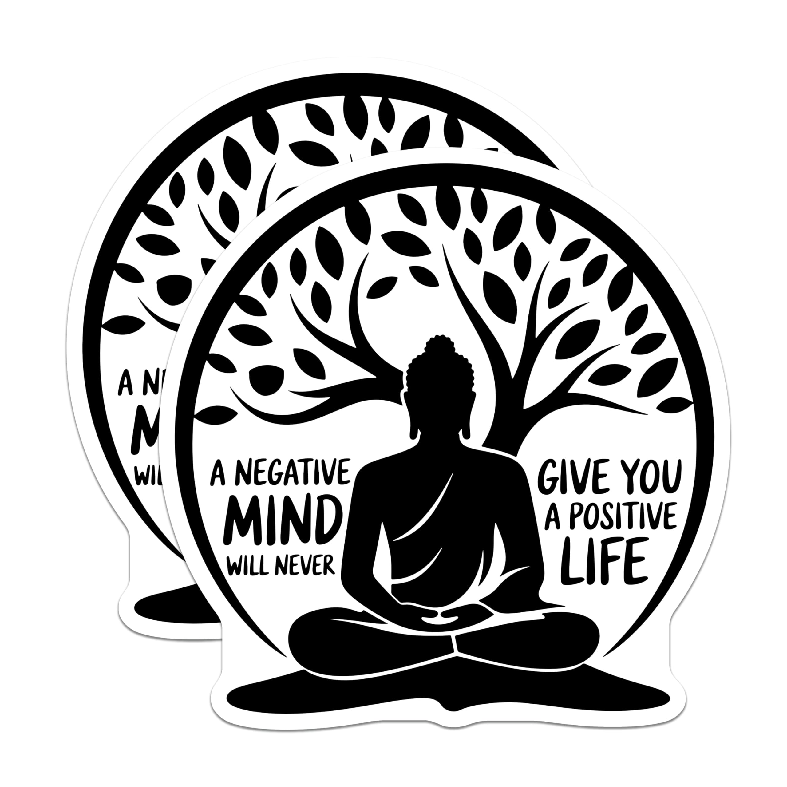 (2 Pack) Buddha Quote Magnets - Positive Life - Inspirational Decor - 5" On Longest Side - Premium Magnet - for Cars, Refrigerators, Toolboxes, Lockers - Made in USA - MAG16231