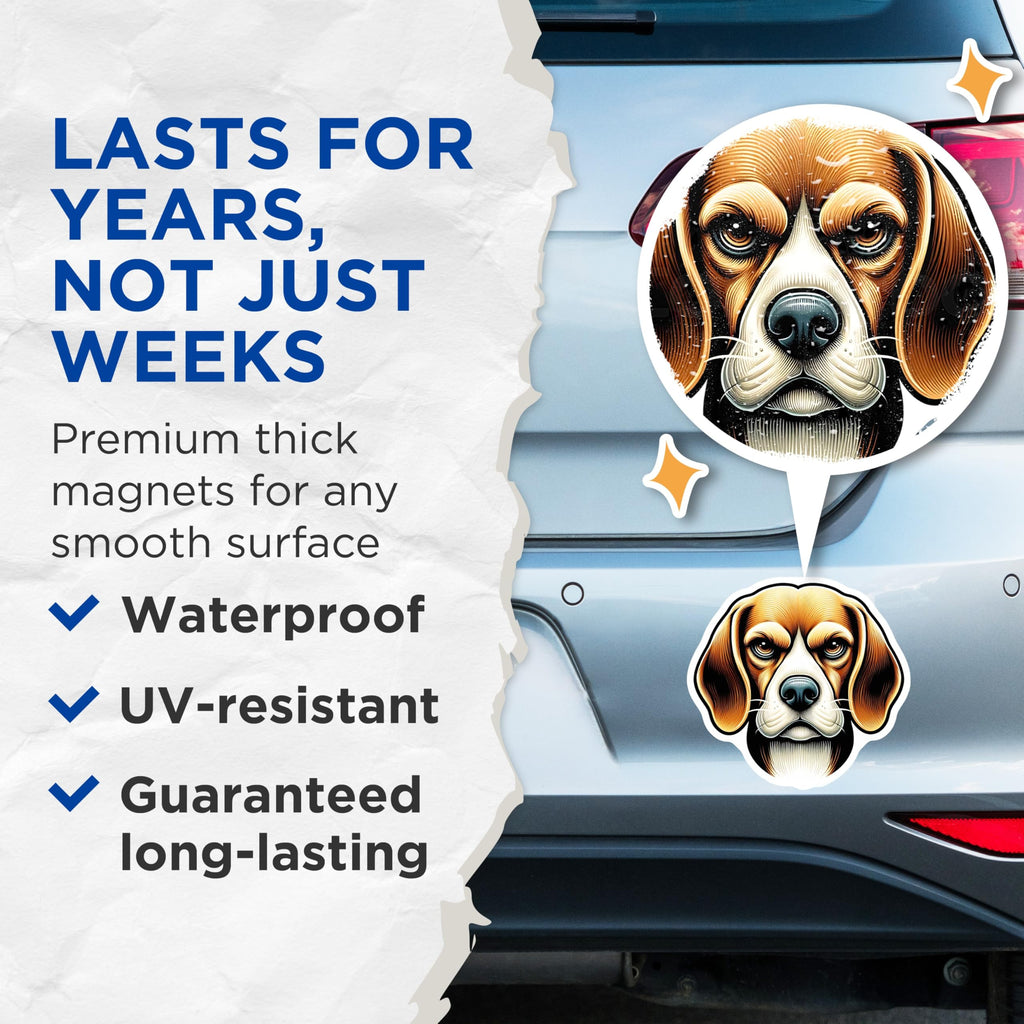 (2 Pack) Beagle Dog Magnets - Pet Lover Gift - Fridge Decorations Cute Dog - 5" On Longest Side - Premium Magnet - for Cars, Refrigerators, Toolboxes, Lockers - Made in USA - MAG16319
