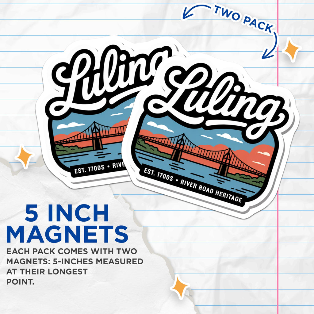 (2 Pack) Luling Bridge Magnets - Louisiana Souvenir - River Road Heritage - 5" On Longest Side - Premium Magnet - for Cars, Refrigerators, Toolboxes, Lockers - Made in USA - MAG17665