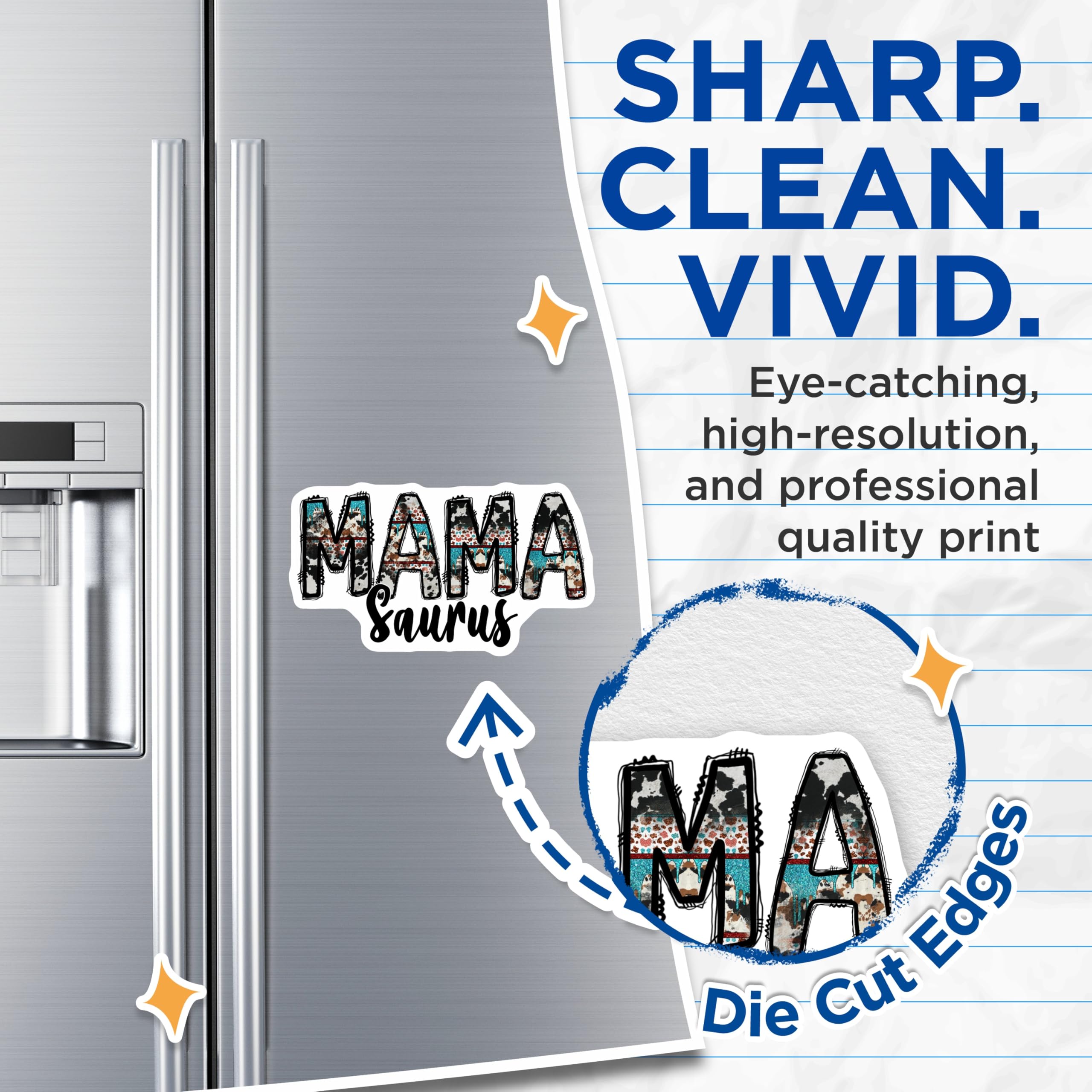 (2 Pack) Mammasaurus Cow Print Magnets - Western Mama Life - Refrigerator Decor for Moms - 5 Inches On Longest Side - Thick Durable Magnet - Made in USA - MAG26147