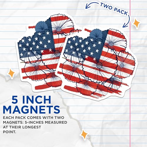 (2 Pack) American Flag Magnets Magnets - 5" On Longest Side - Made in USA - Sticks to Refrigerators & Metal Surfaces - MAG8987
