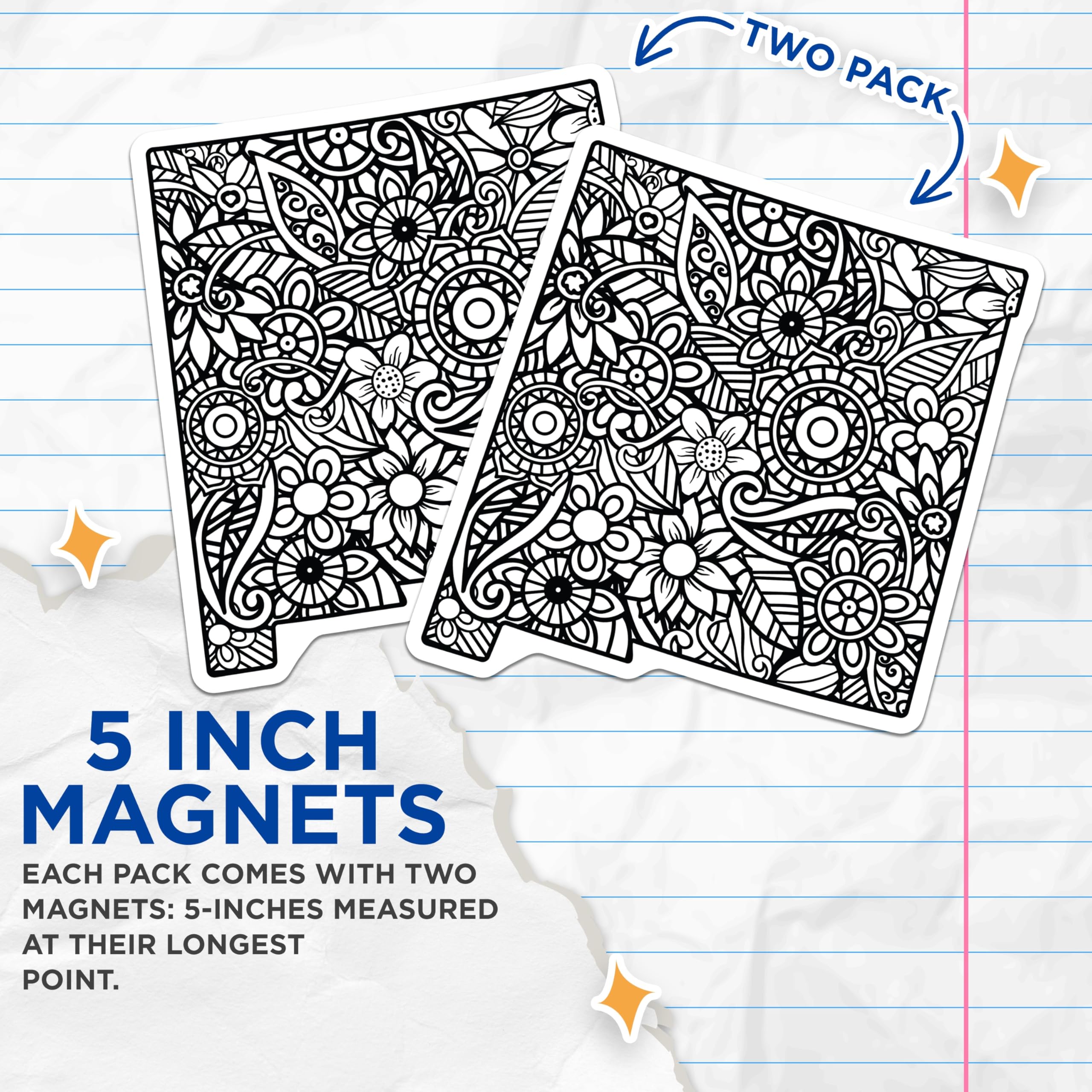 (2 Pack) New Mexico Magnets - Floral Mandala NM State - Southwest Decor Fridge Magnets - 5" On Longest Side - Premium Magnet - for Cars, Refrigerators, Toolboxes, Lockers - Made in USA - MAG17476