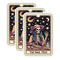 (3 Pack) Nail Tech Tarot Decals - Spooky Salon - Beauty Skeleton - 3 Inches On Longest Side - Easy Peel & Apply - Made in USA - 3MCS4233