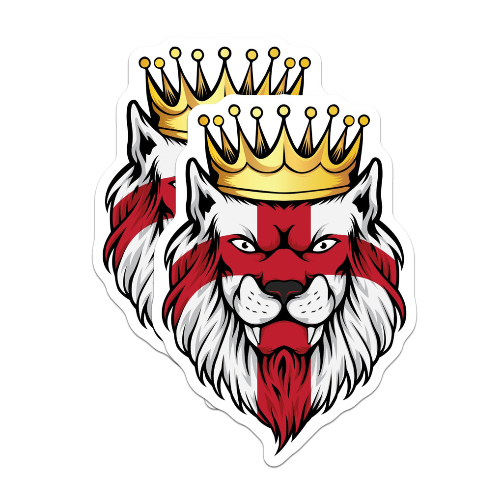 (2 Pack) Patriotic England Lion Head Magnets - St George's Cross Royal Crown Emblem - British National Pride Feline Decor - 5 Inches On Longest Side - Thick Durable Magnet - Made in USA - MAG19360