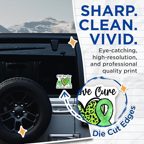 (2 Pack) Fight Love Cure Stickers - Non-Hodgkin's Lymphoma Awareness Stickers - Encouraging Cancer Support Stickers - 5" On Longest Side - Sticks to Smooth Flat Surfaces - Made in USA - BMCS4289