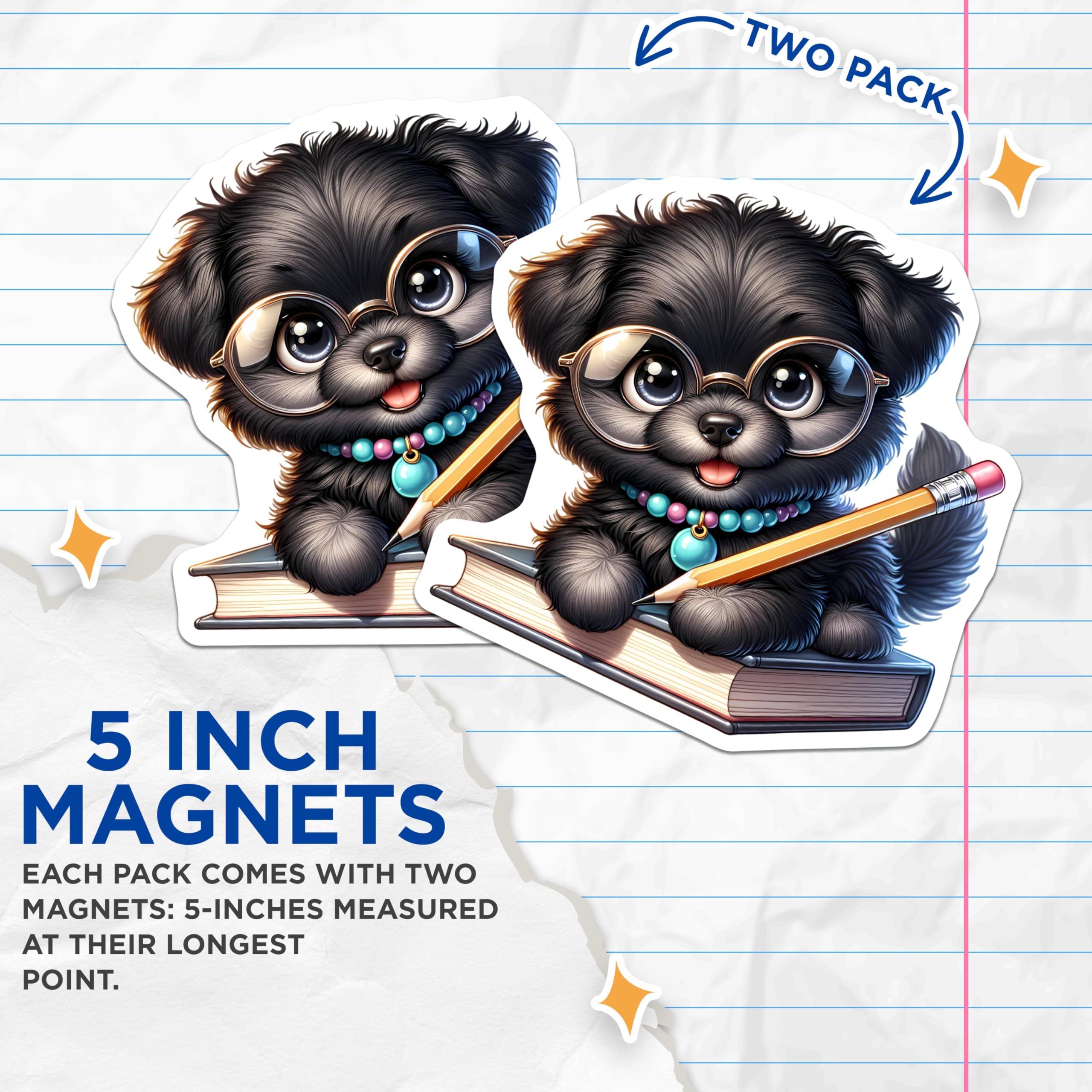 (2 Pack) Dog Lover's Fridge Decor Magnet - 5" On Longest Side - Sticks to Smooth Flat Surfaces - Made in USA - MAG9391