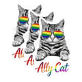 (3 Pack) Ally Cat Decals - LGBTQ Cat - Rainbow Sunglasses Decal - 3 Inches On Longest Side - Easy Peel & Apply - Made in USA - 3MCS8307