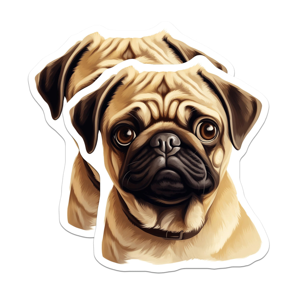 (2 Pack) Fawn Pug Dog Magnets - Adorable Pet Lover Decoration - Canine Companion Refrigerator Locker Whiteboard Accessory - 5 Inches On Longest Side - Thick Durable Magnet - Made in USA - MAG24748