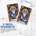(2 Pack) Cat Magnets - Celestial Cat Design - Colorful Cat Magnets - Ative Fridge Magnets - Cat Lovers Gift - 5" On Longest Side - for Cars, Fridges, Toolboxes - Made in USA - MAG4448