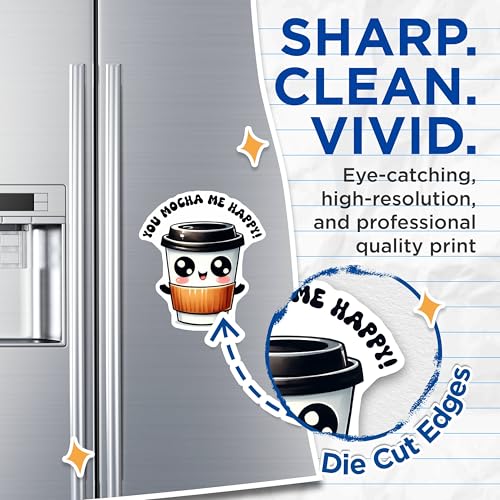 (2 Pack) Coffee Cup Magnets - Funny Coffee Lovers Magnets - Cute Coffee Art Magnets - 5" On Longest Side - for Cars, Refrigerators, Toolboxes, Lockers - Made in USA BMCS3291