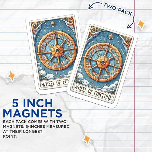 (2 Packs) Wheel of Fortune Tarot Card Magnets - Tarot Card Spiritual Metaphysical Magnets - 5 Inches On Longest Side - Premium Magnet - for Fridges, Toolboxes, Cars - Made in USA - MAG2253