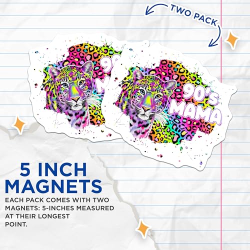 (2 Pack) 90s Mama Magnets - Vibrant 90s Theme Decor - 5" On Longest Side - for Cars, Fridges, Toolboxes - Made in USA - MAG7717