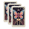(3 Pack) Antisocial Butterfly Decals - Tarot Card Sticker - Skeleton Laptop Decal - 3 Inches On Longest Side - Easy Peel & Apply - Made in USA - 3MCS4113