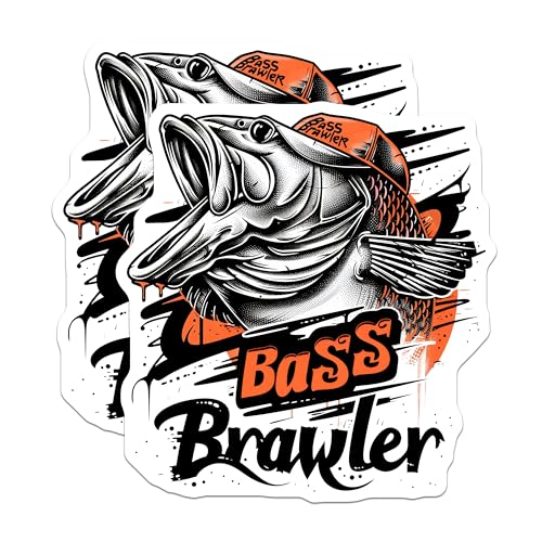 (2 Pack) Bass Brawler Magnets - Fish Lover Magnets - Fishing Enthusiast Fridge Magnets - 5" On Longest Side - for Cars, Refrigerators, Toolboxes, Lockers - Made in USA BMCS3355