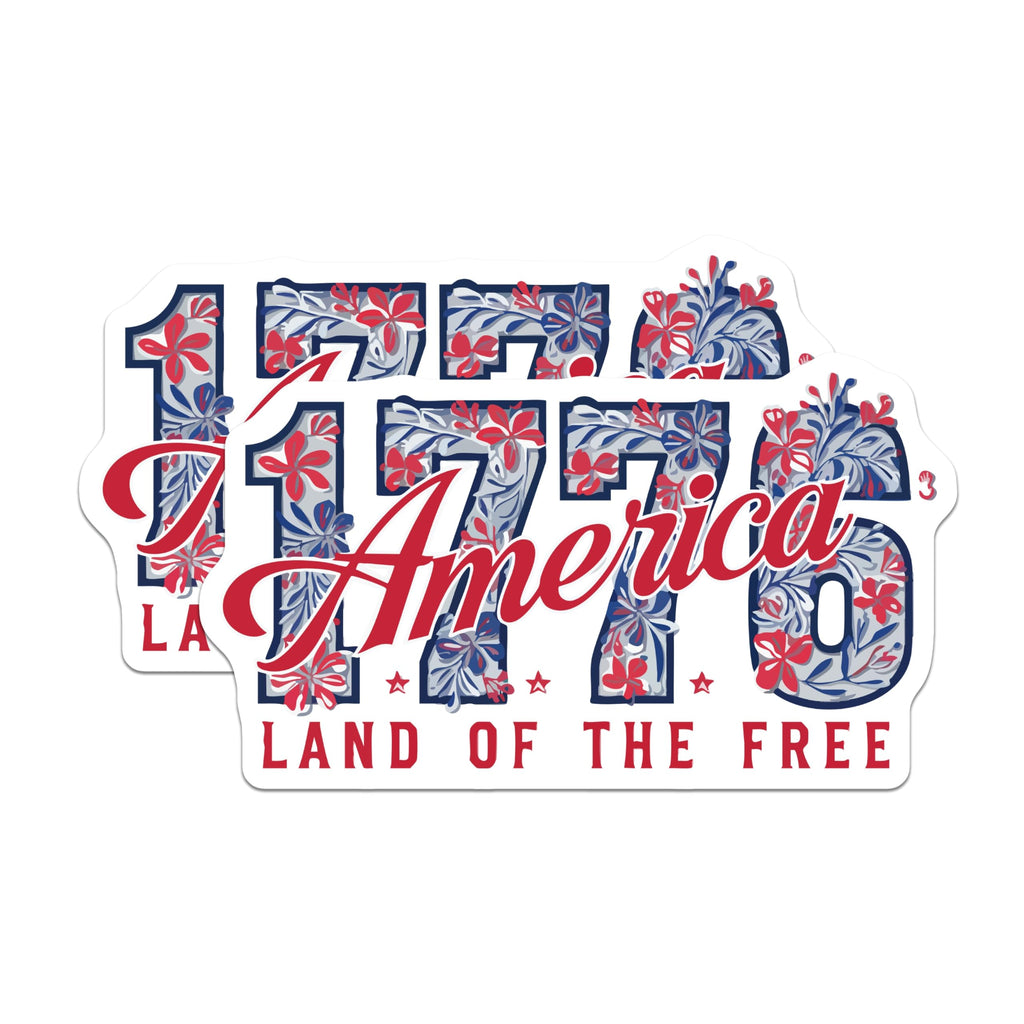(2 Pack) 1776 America Magnets - Land of the Free Decor - Fourth of July Patriotism - 5 Inches On Longest Side - Thick Durable Magnet - Made in USA - MAG20523
