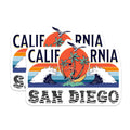(2 Pack) San Diego California Stickers - Surfing Stickers - Retro Travel Decals - 5" On Longest Side - Sticks to Smooth Flat Surfaces - Made in USA - BMCS17164