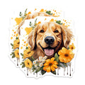 (2 Pack) Golden Retriever Magnets - Happy Dog Art Decor - Floral Pet Lover Fridge Magnets - 5 Inches On Longest Side - Thick Durable Magnet - Made in USA - MAG30035