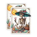 (2 Pack) Whimsical Skeleton Magnets - Day of Dead Skull Art - Summer Vibes Fridge Locker Decor - 5 Inches On Longest Side - Thick Durable Magnet - Made in USA - MAG20364