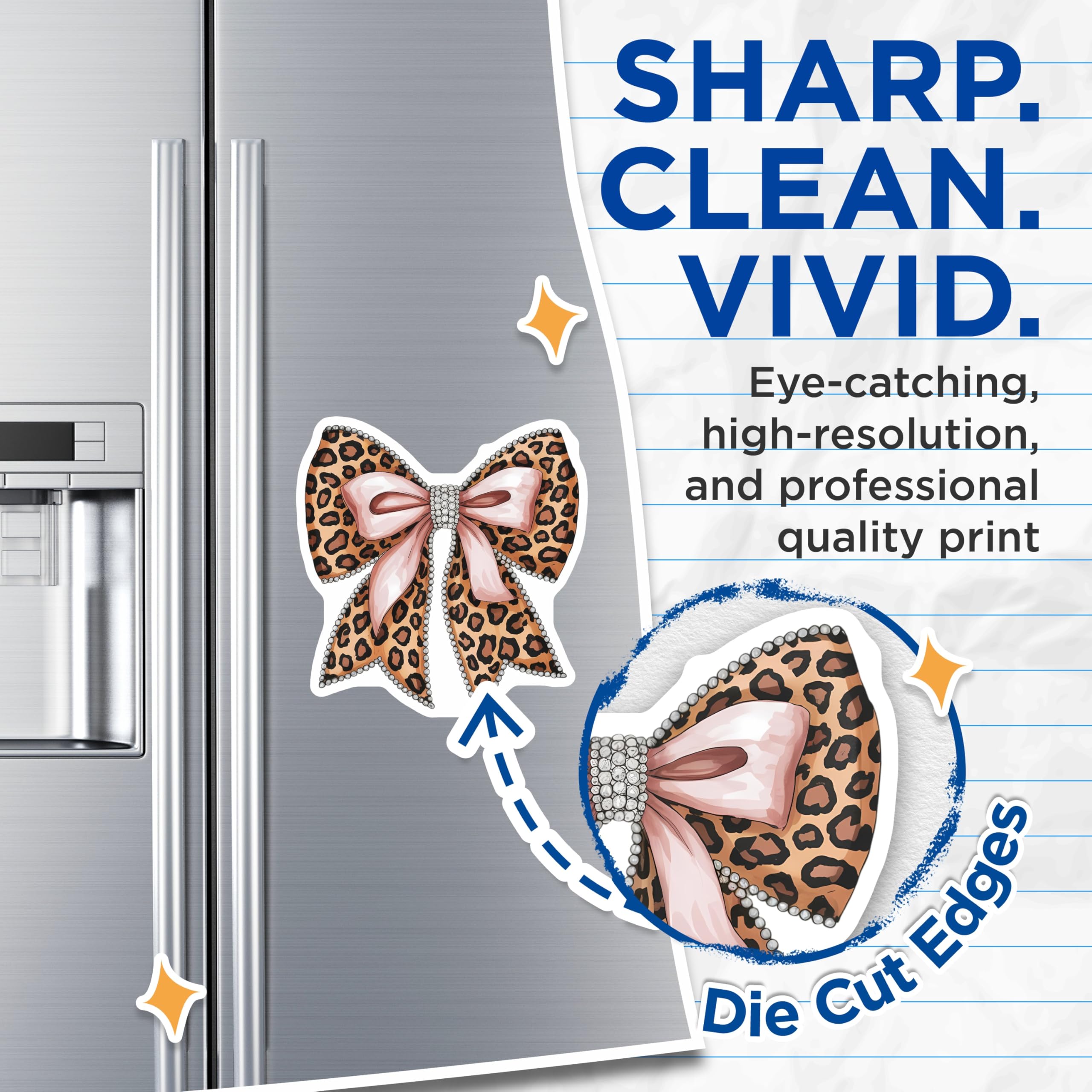 (2 Pack) Leopard Print Bow Magnets - Pink Ribbon Glamour - Pearl Detail Decor - Chic Animal Print Refrigerator Magnet - 5 Inches On Longest Side - Thick Durable Magnet - Made in USA - MAG20437
