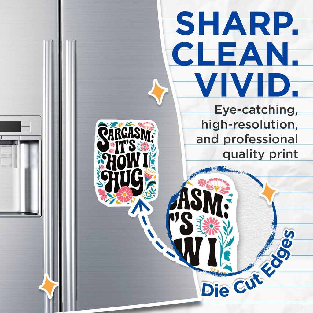 (2 Pack) Sarcasm It's How I Hug Magnets - Funny Quote Magnets - Floral Humor Magnets - 5" On Longest Side - for Cars, Fridges, Toolboxes - Made in USA - MAG4392