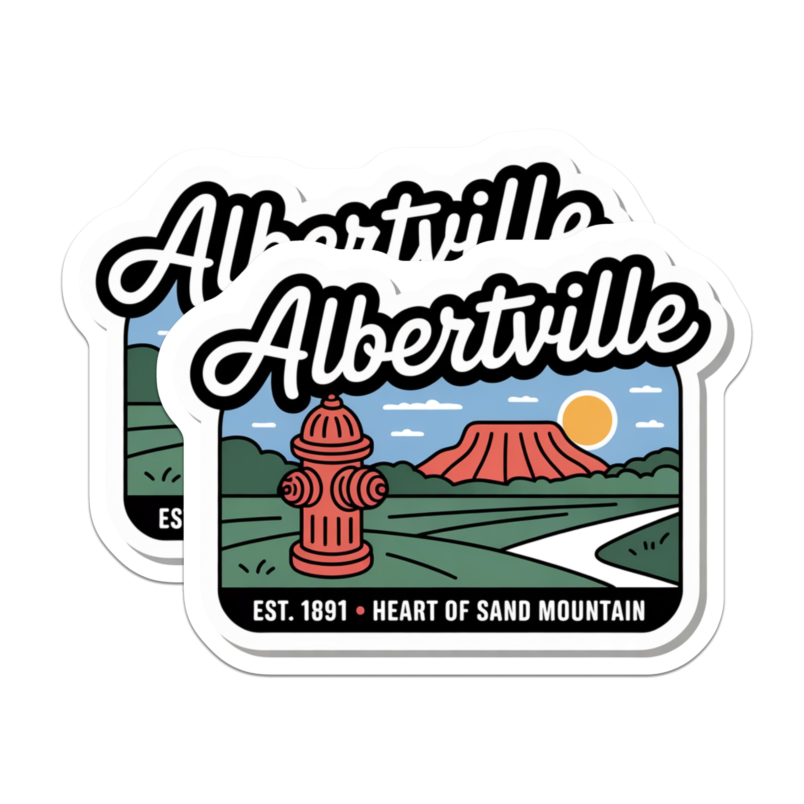 (2 Pack) Albertville Alabama Magnets - Sand Mountain - Fire Hydrant Fridge Decor - 5" On Longest Side - Premium Magnet - for Cars, Refrigerators, Toolboxes, Lockers - Made in USA - MAG17151