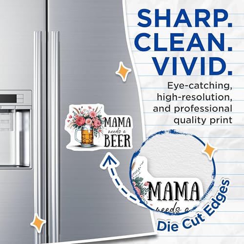 (2 Pack) Mama Needs A Beer Magnets - Funny Beer Quotes - Floral Beer Decor - 5" On Longest Side - for Cars, Fridges, Toolboxes - Made in USA - MAG7714