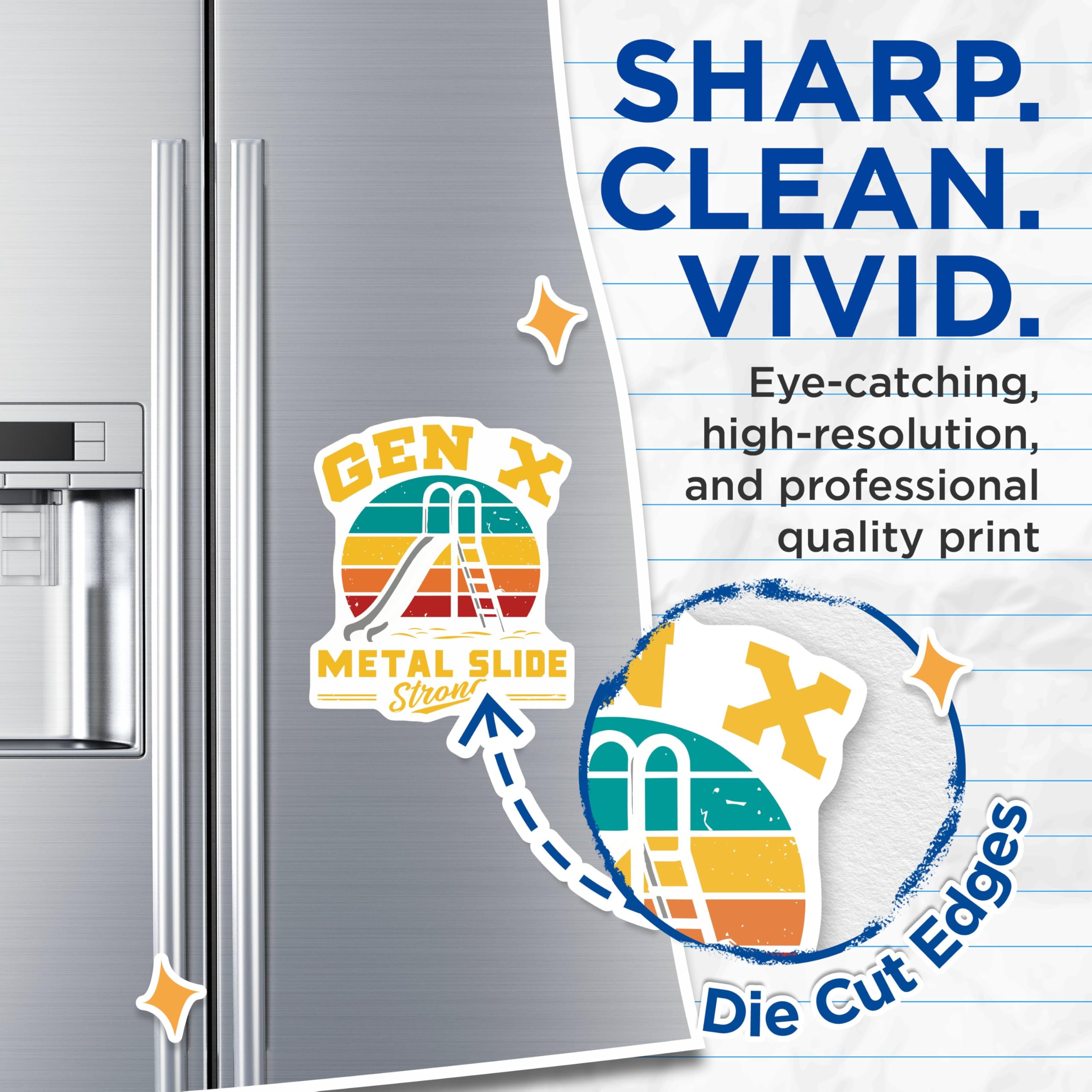 (2 Pack) Gen X Metal Slide Magnets - Retro Slide Art - Funny Generation X Nostalgia Magnet - 5" On Longest Side - for Cars, Fridges, Toolboxes - Made in USA - MAG5598