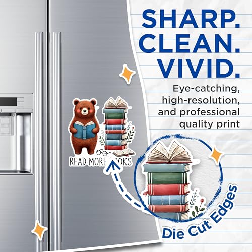 (2 Pack) Cute Bear Reading Magnets - Inspirational Book Magnets - Read More Books Home Office Decor Magnets- 5" On Longest Side - for Fridges, Toolboxes, Cars - Made in USA - MAG2750