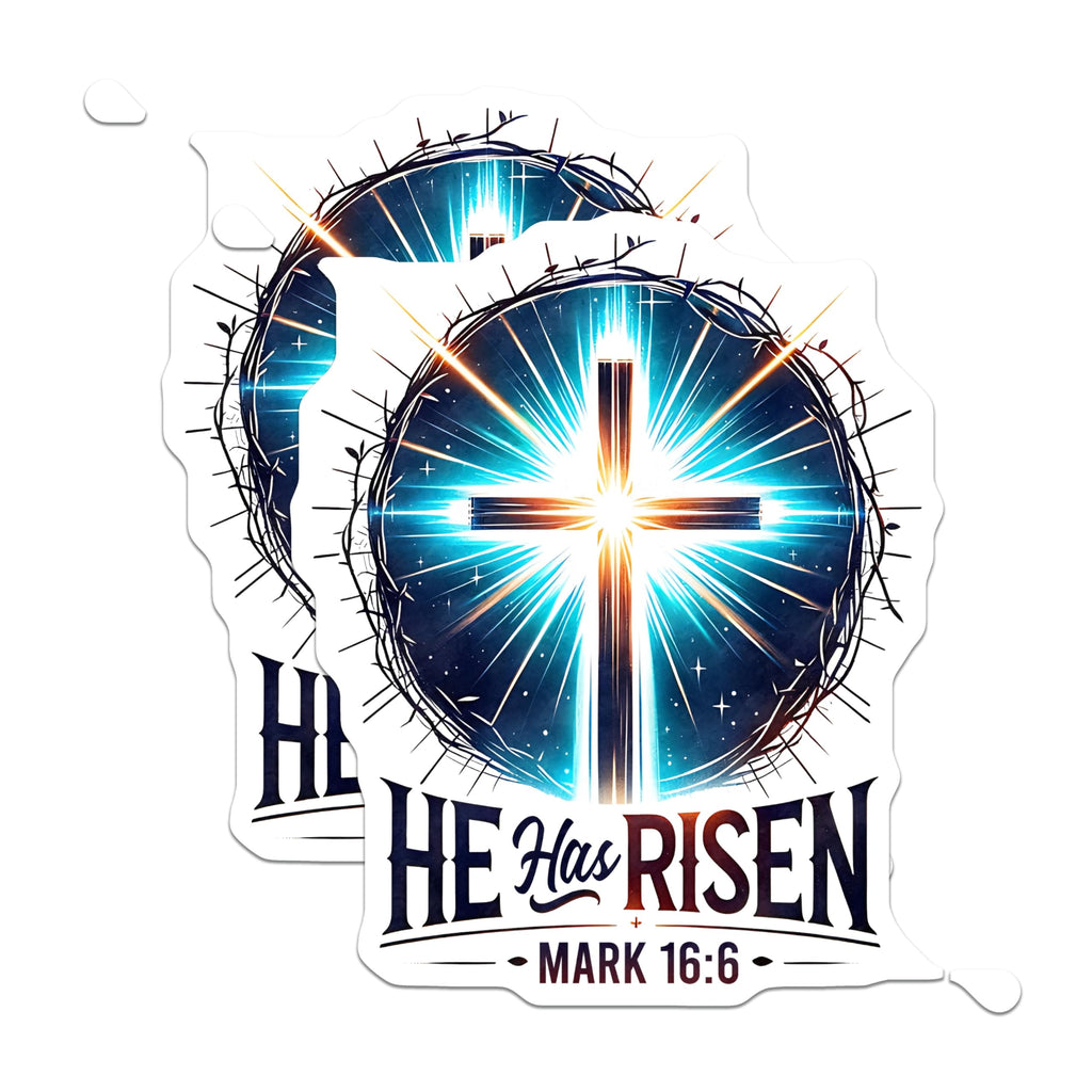 (2 Pack) He Has Risen Magnets - Easter Resurrection Decor - Christian Faith Scripture Art - 5 Inches On Longest Side - Thick Durable Magnet - Made in USA - MAG27088